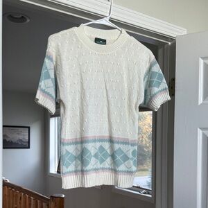 Vintage Cabin Creek Cream and Blue Crewneck Sweater